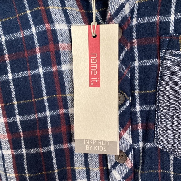 Name It Boys Size 7-8Y, Button Down Plaid Flannel Shirt - Picture 11 of 13